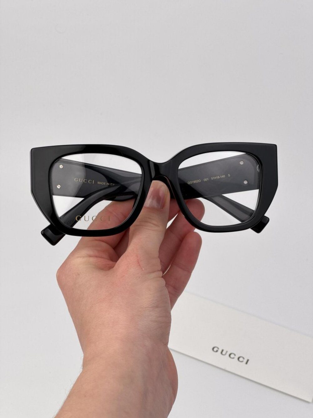 Gucci GG1952O 001 Square Eyeglasses – Shiny Black | Women’s Designer Frames